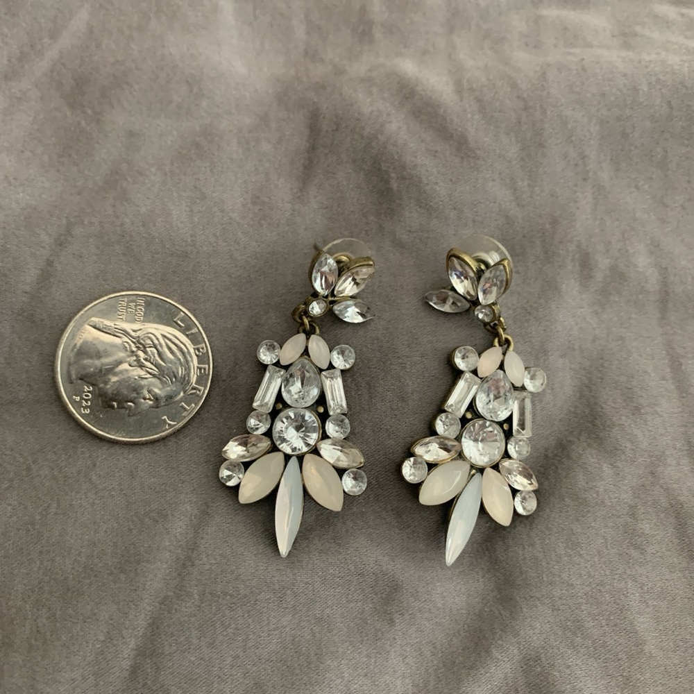 Drop statement earrings, pink and silver rhinestones